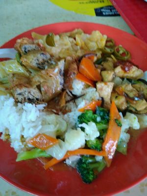 Mixed vege rice at Rong Xiang Vegetarian Food 荣祥素食坊 in Central Singapore