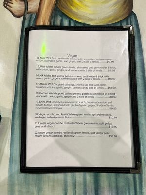 Vegan menu makes it easy!!  at Axum in Indianapolis