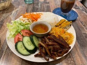 Vegan broken rice  at Olivia Spring Cafe in Moonee Ponds