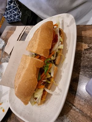 Vegan pork banh mi at Olivia Spring Cafe in Moonee Ponds