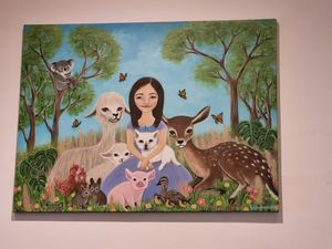 Olivia and her friends. Awesome artwork at Olivia Spring Cafe in Moonee Ponds