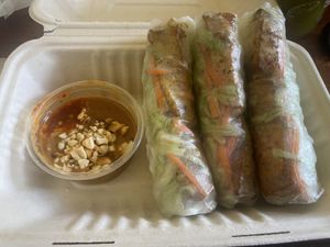 Chilli Tofu Rice paper rolls   at Olivia Spring Cafe in Moonee Ponds