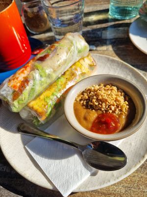Rice paper rolls 👌 at Olivia Spring Cafe in Moonee Ponds