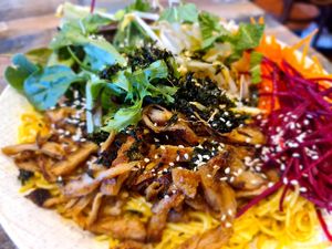 Turmeric vermicelli noodles at Olivia Spring Cafe in Moonee Ponds