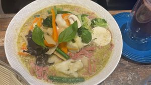 Green curry  at Olivia Spring Cafe in Moonee Ponds
