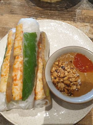 Prawn and chikn rice paper rolls $11.00: deliciously fresh at Olivia Spring Cafe in Moonee Ponds