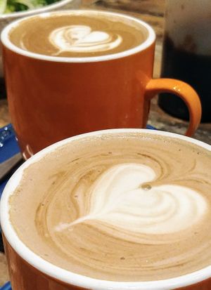 Mint cacao latte and mocha at Olivia Spring Cafe in Moonee Ponds