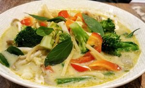 Green curry  at Olivia Spring Cafe in Moonee Ponds