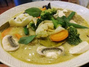 Green curry at Olivia Spring Cafe in Moonee Ponds