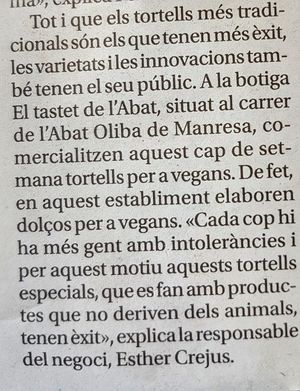 Nota de prensa at El Tastet De L'abat in Manresa