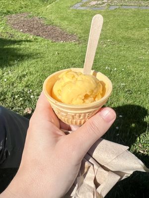 Mini mango sorbet   at James's at The Putting Green in Nairn