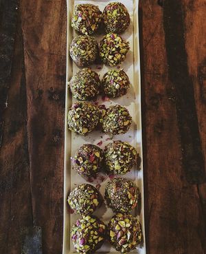 Pistaccio Rose Raw Balls from Persia at OAS Cafe in Kalmar