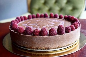 we also cater your events!! vegan raspberry chocolate pie!! RAW VEGAN GF  at OAS Cafe in Kalmar