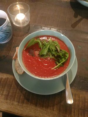 Beetroot and tomato soup at OAS Cafe in Kalmar