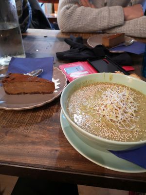 Soup and choclate cake at OAS Cafe in Kalmar