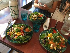 Two different salads at OAS Cafe in Kalmar