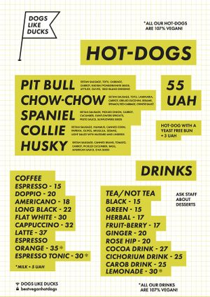 New menu since May 26, 2018  at Dogs Like Ducks in Lviv