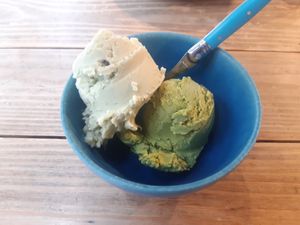 Matcha and mint chocolate chip ice cream at Kippy's Coco-Cream in Tokyo