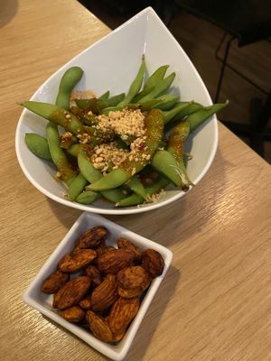 Spicy edamame and sriracha almonds at Suvi in Tromsoe
