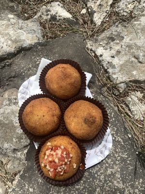 Variety of Arancini  at La Tonda Fritta in Erice