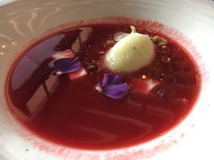 strawberry soup  at Noname Restaurant in Mallorca