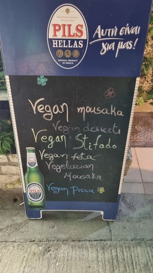 Street menu at Myli Restaurant Café in Crete
