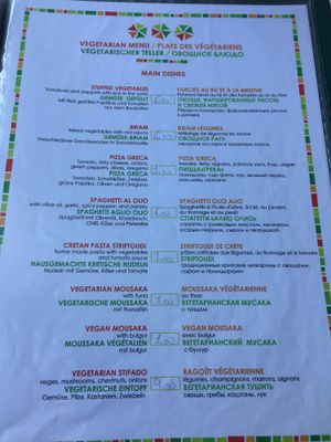 the menu at Myli Restaurant Café in Crete