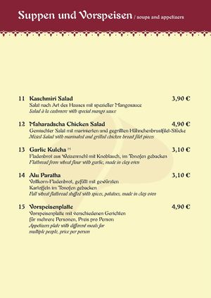 Suppen & Vorspeisen at Maharadscha Palast in Chemnitz