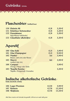 Getränke  at Maharadscha Palast in Chemnitz