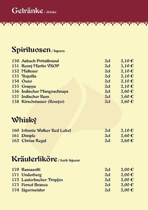 Getränke  at Maharadscha Palast in Chemnitz