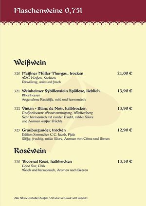 Flaschenweine at Maharadscha Palast in Chemnitz