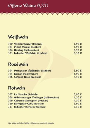 Offene Weine  at Maharadscha Palast in Chemnitz