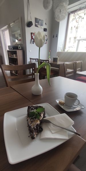 Veganer Zupfkuchen + Espresso at Zoom Cafe in Chemnitz