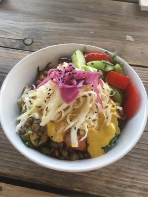 Daily changing salad bowl (always a vegan option!) at Feest at the Greenhouse in North London