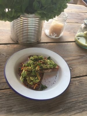 Delicious avo on sourdough at Feest at the Greenhouse in North London