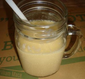 cashew milk mango lassi at Zula Vegetarian Paradise in Seminyak