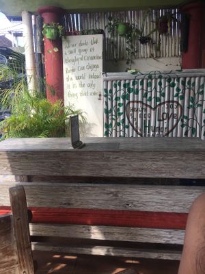 The texts on the wall outside the restaurant. at Zula Vegetarian Paradise in Seminyak