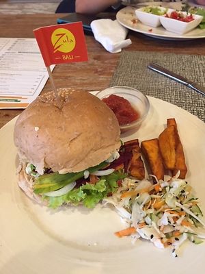 Burger at Zula Vegetarian Paradise in Seminyak
