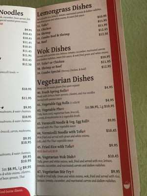 Menu part 1 at PhoFilling in Port Townsend