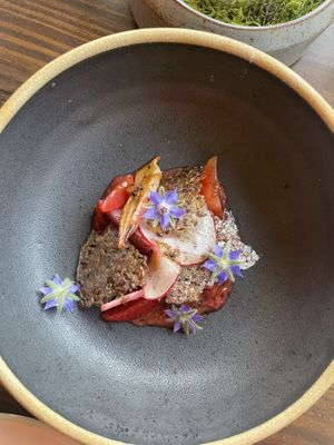 Strawberry & radish  at Harbinger in Des Moines