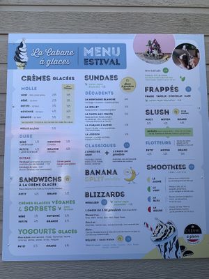 Menu août 2023  at La Cabane a Glaces in Lanse-saint-jean