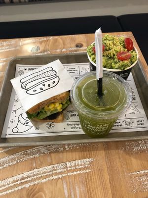 guac burger, avocado pesto pasta and lemonade! at By Chloe - Fenway in Boston