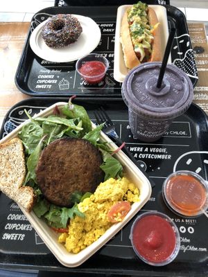tofu scramble and blueberry smoothie at By Chloe - Fenway in Boston