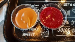 Chipotle aioli and beet ketchup at By Chloe - Fenway in Boston