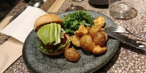 Vegan avocado burger at Cosme Kitchen Adaptation - Omotesando Hills in Tokyo