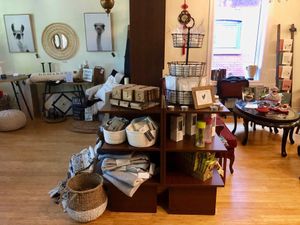 Haven Home & Gift on left; central lounge on the right at The Tea Lounge in London