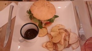 Vegan burger at Masa Madre in Madrid