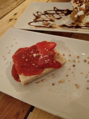Vegan cheesecake at Masa Madre in Madrid