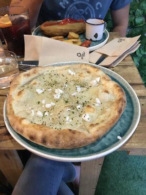 Four cheese pizza - best I’ve ever had!!! at Masa Madre in Madrid