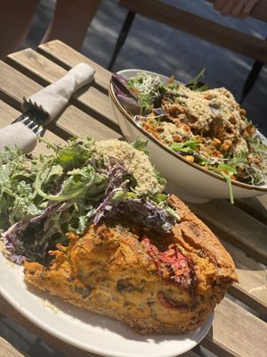 quiche and noodles  at Bunny's Deli in Madrid